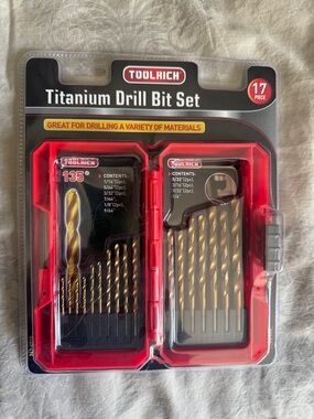 Toolrich Titanium Drill Bit Set - Gold & Black, 17-Piece